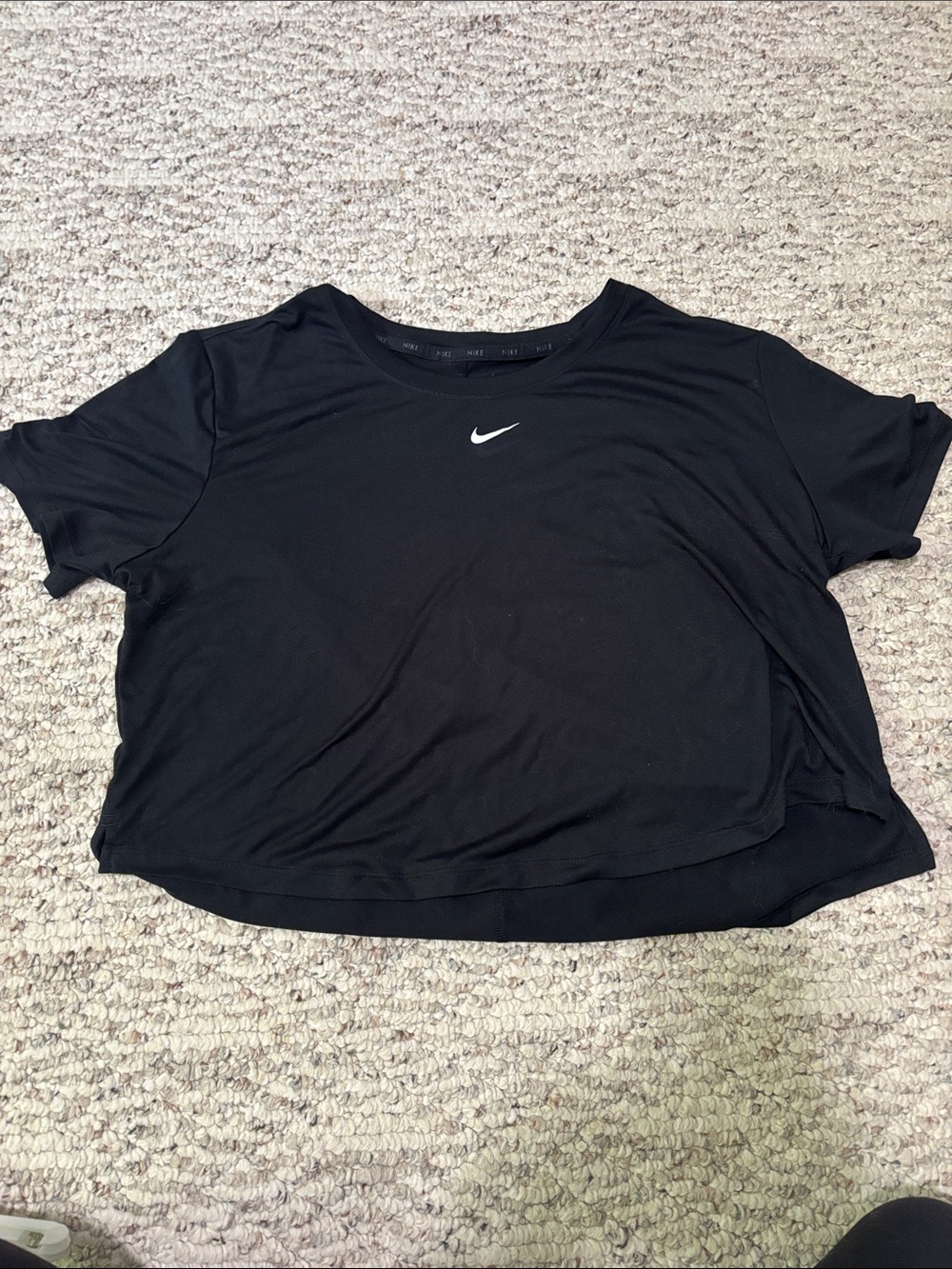 Nike Black Women’s Short Sleeve Crop Top with White Swoosh
